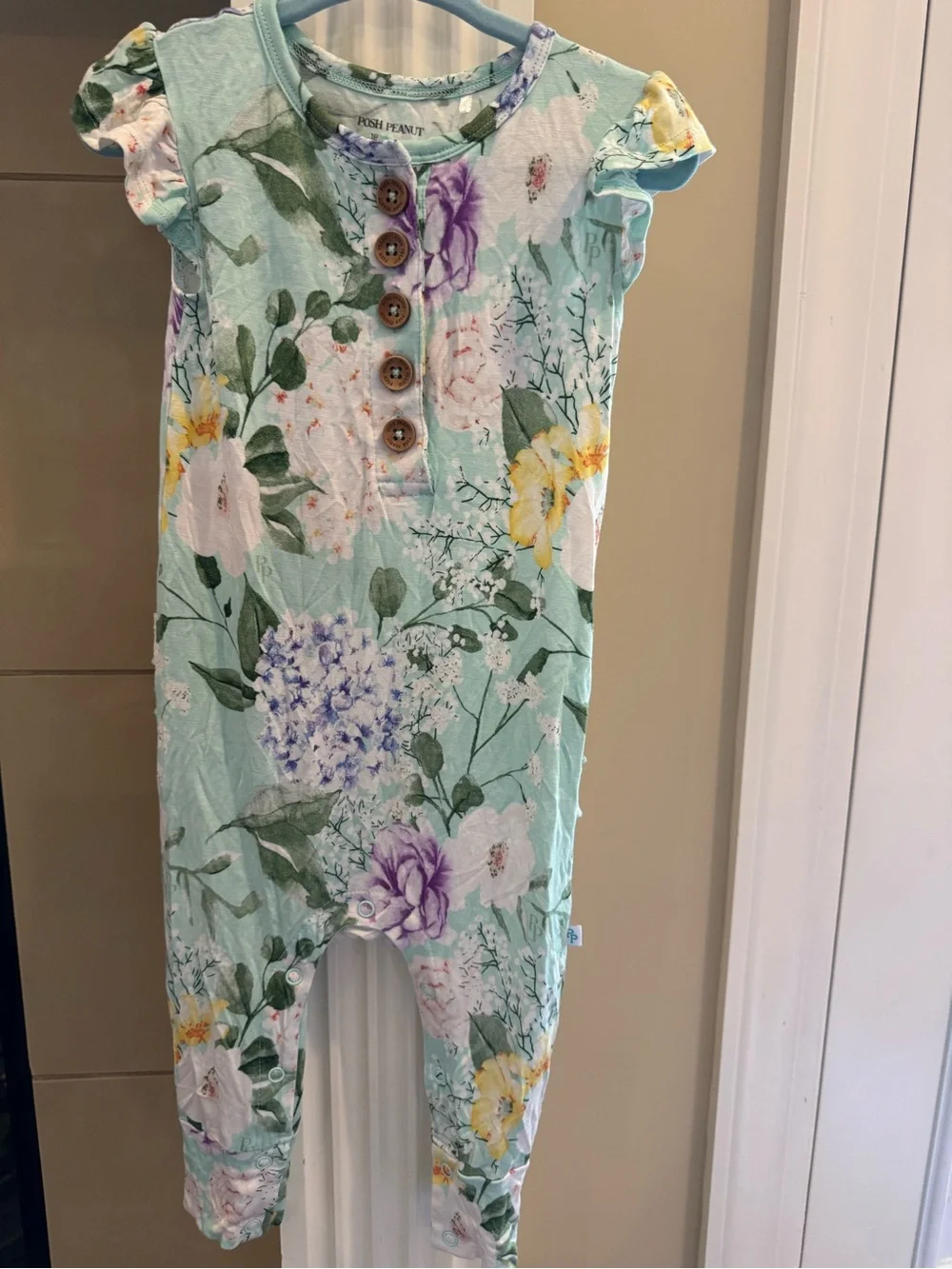 Posh Peanut Floral Mint Green One-Piece Bodysuit